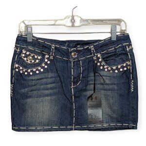 D-Fuz Dark Denim Skirt w/ Rhinestones NWT Size Medium